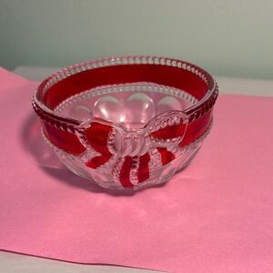 Red Ribbon Candy Dish Bowl